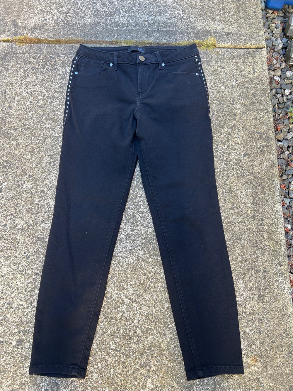1822 Denim Black Jeans with Silver Stud Hardware